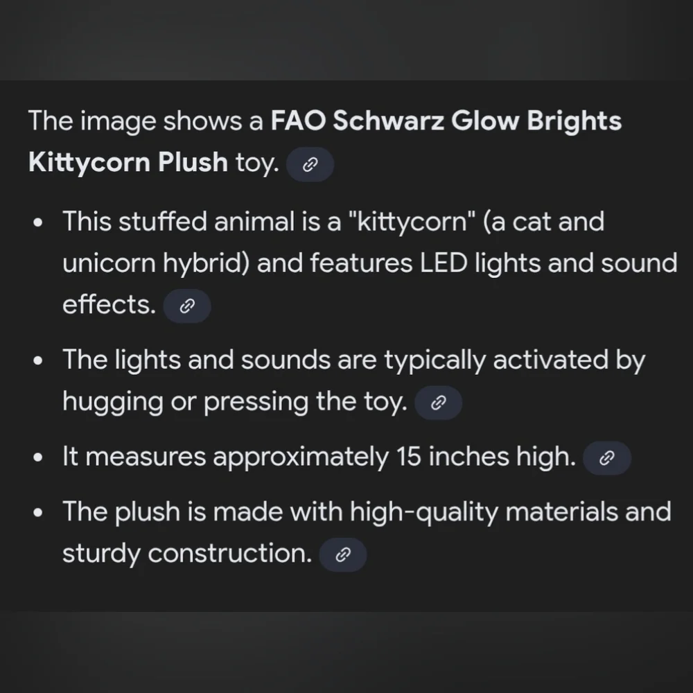 FAO SCHWARTZ GLOW BRIGHT KITTYCORN LIGHTS AND SOUND PLUSH
